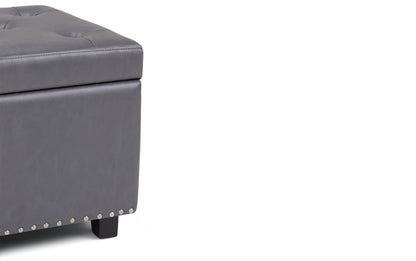 Stone Grey Vegan Leather | Hamilton Vegan Leather Storage Ottoman