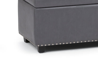 Stone Grey Vegan Leather | Hamilton Vegan Leather Storage Ottoman