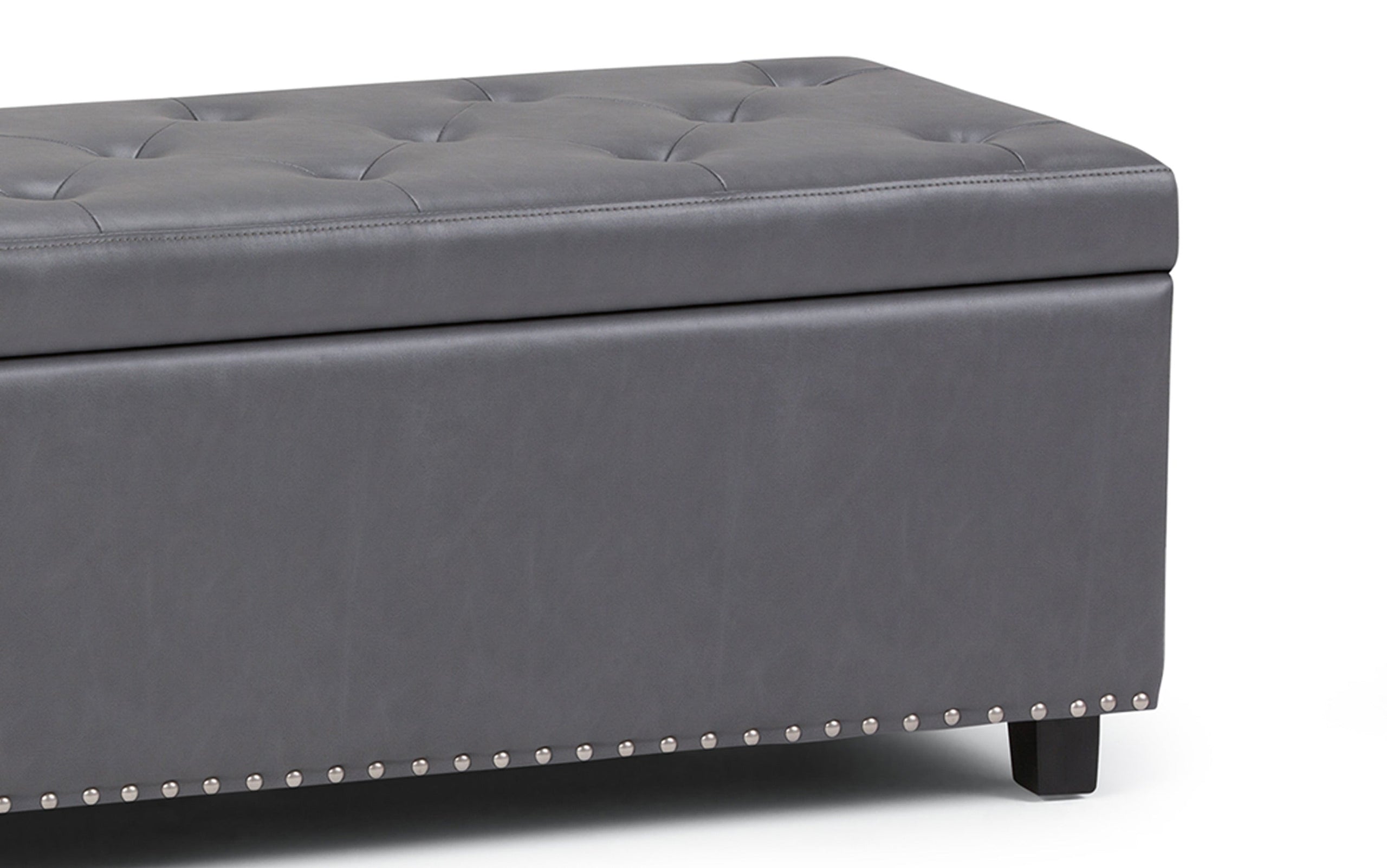 Stone Grey Vegan Leather | Hamilton Vegan Leather Storage Ottoman