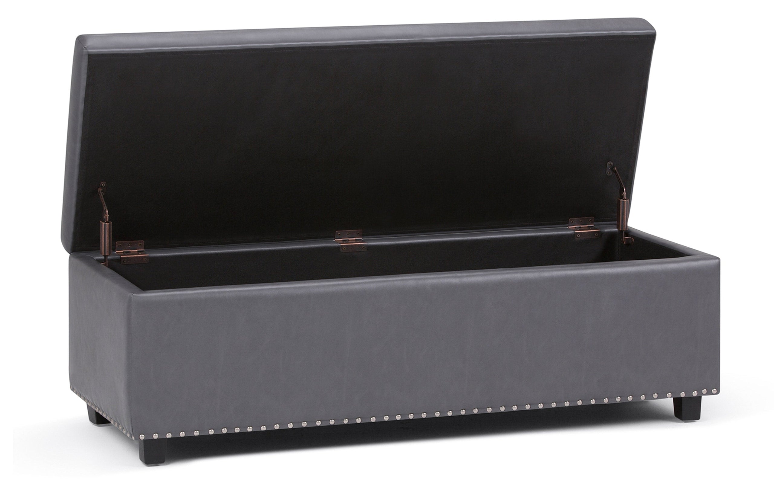 Stone Grey Vegan Leather | Hamilton Vegan Leather Storage Ottoman