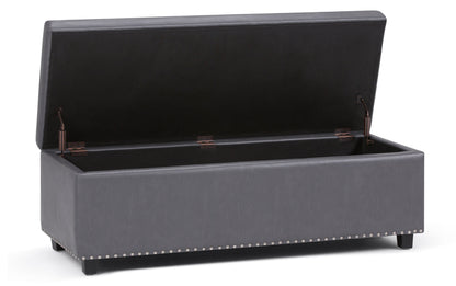 Stone Grey Vegan Leather | Hamilton Vegan Leather Storage Ottoman