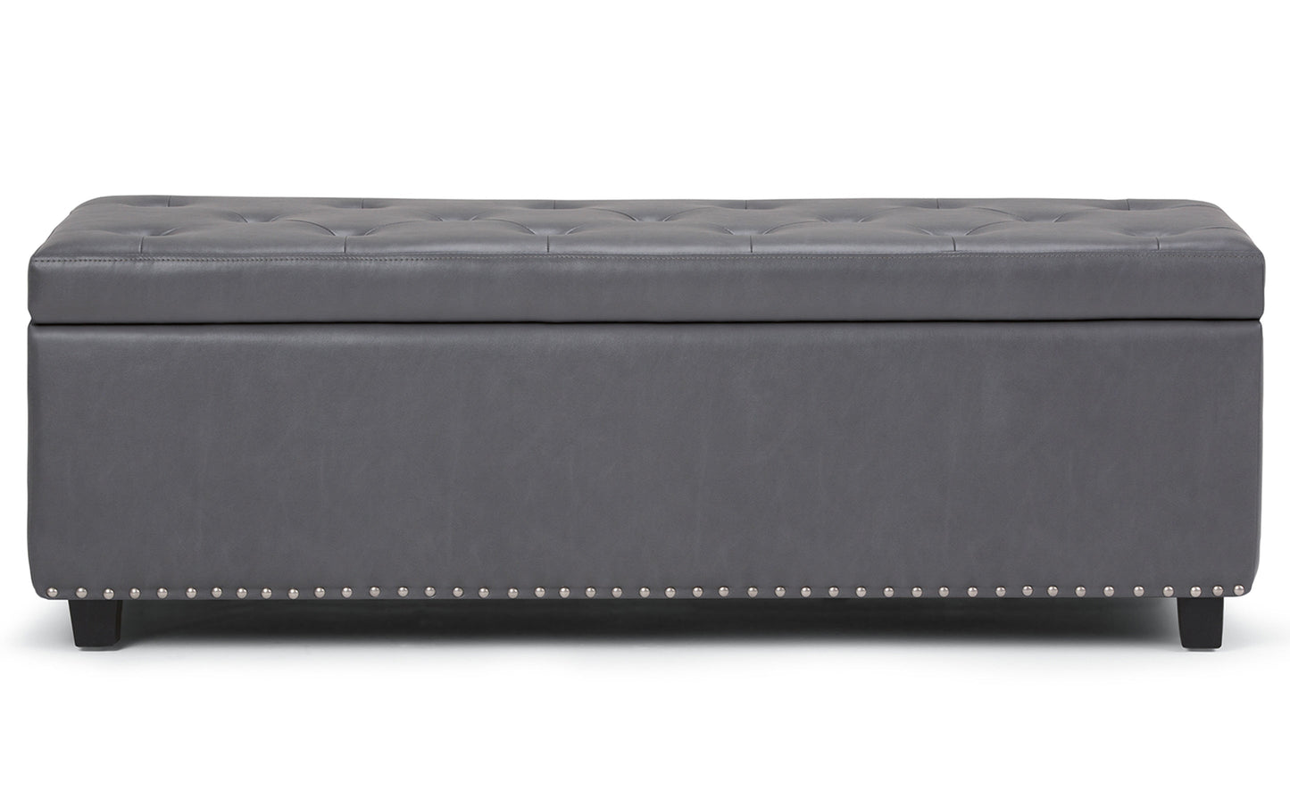 Stone Grey Vegan Leather | Hamilton Vegan Leather Storage Ottoman