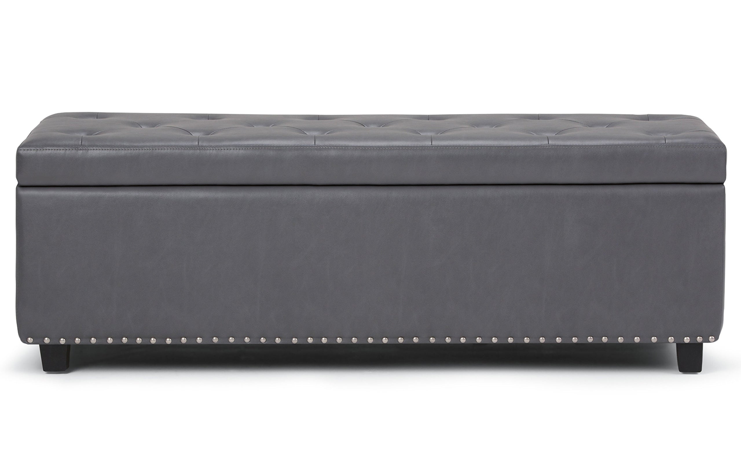 Stone Grey Vegan Leather | Hamilton Vegan Leather Storage Ottoman