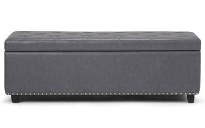 Stone Grey Vegan Leather | Hamilton Vegan Leather Storage Ottoman