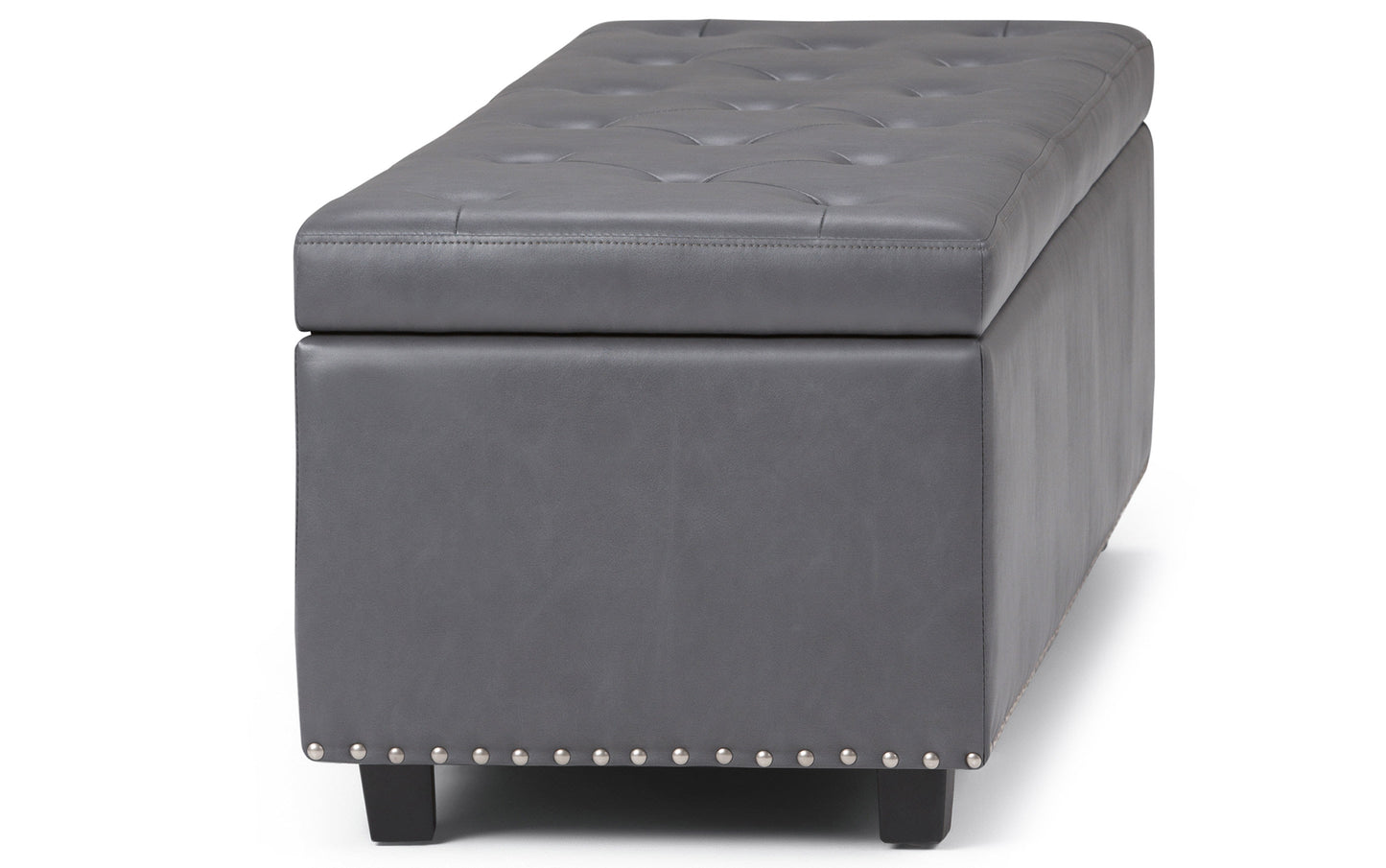 Stone Grey Vegan Leather | Hamilton Vegan Leather Storage Ottoman