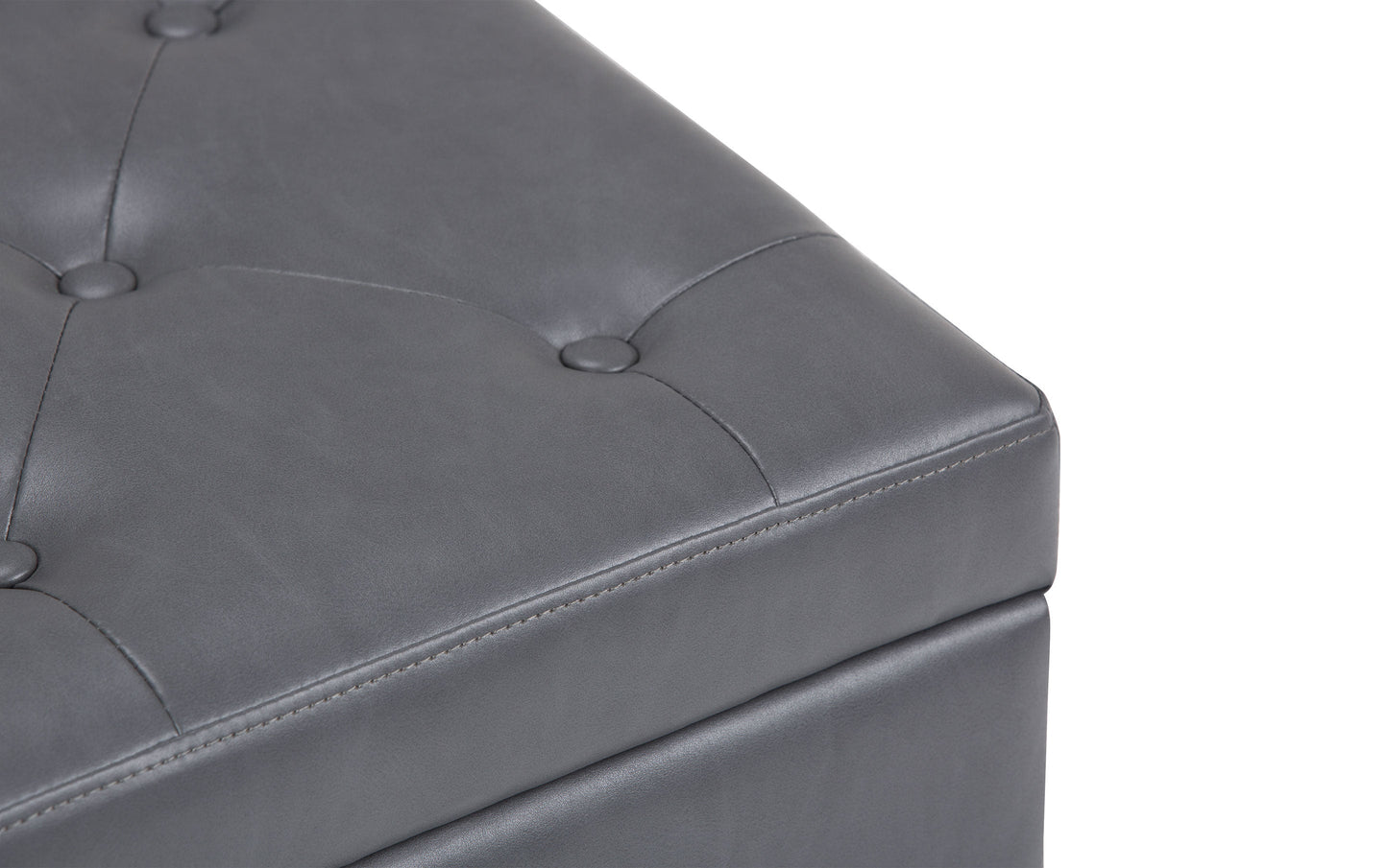 Stone Grey Vegan Leather | Hamilton Vegan Leather Storage Ottoman