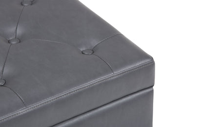Stone Grey Vegan Leather | Hamilton Vegan Leather Storage Ottoman