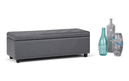 Stone Grey Vegan Leather | Hamilton Vegan Leather Storage Ottoman