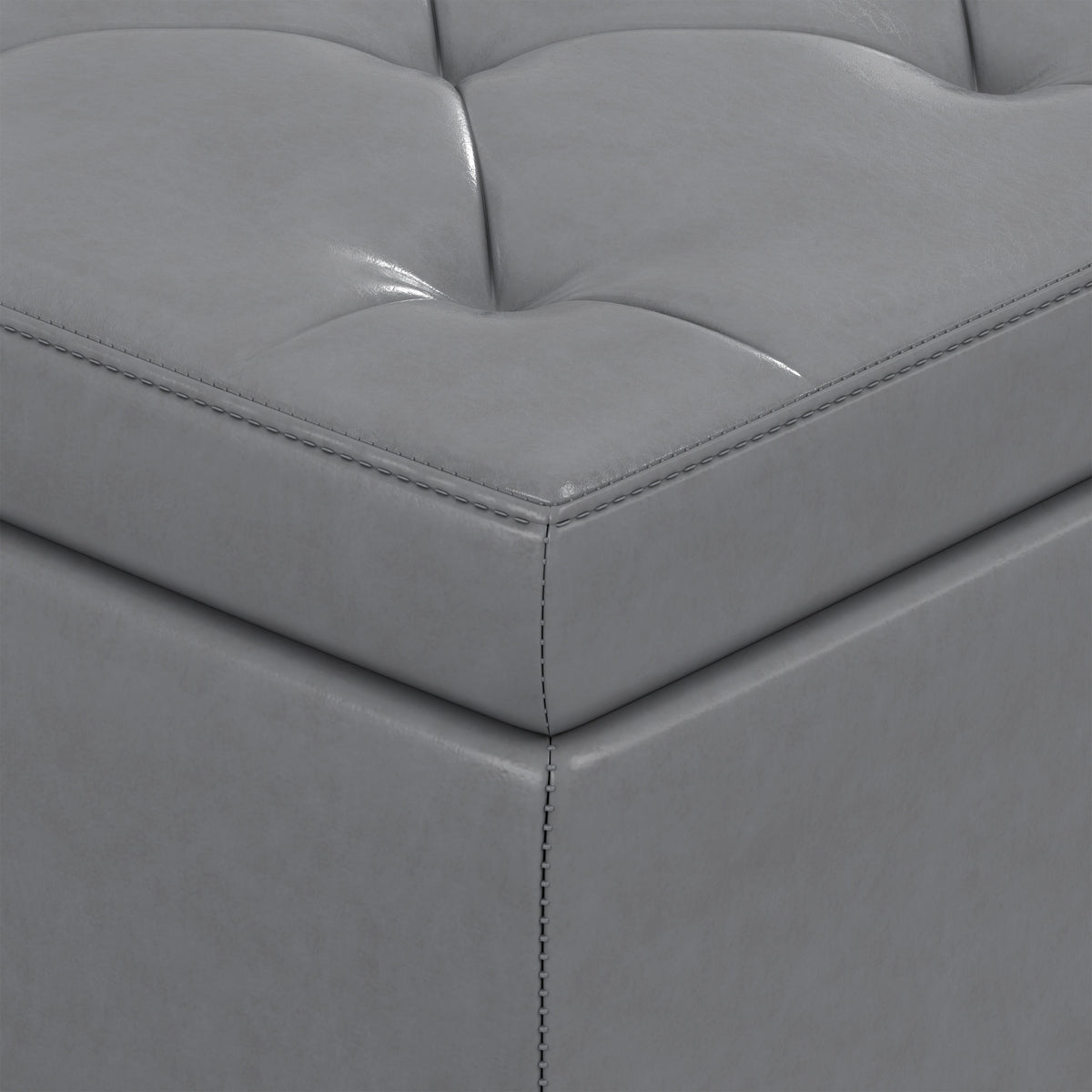 Stone Grey Vegan Leather | Hamilton Storage Ottoman in Stone Grey