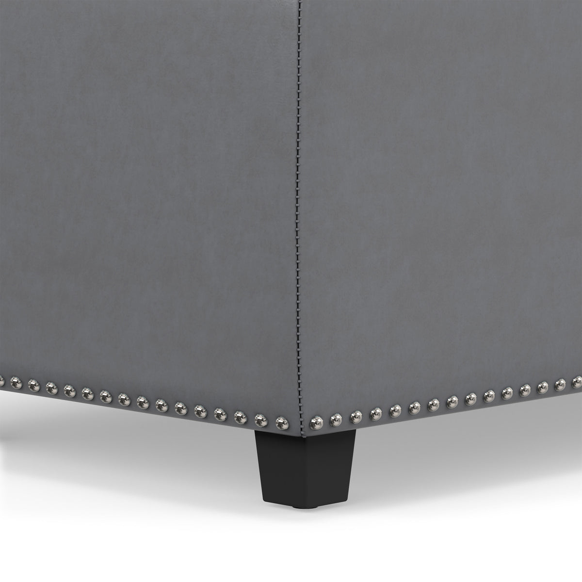 Stone Grey Vegan Leather | Hamilton Storage Ottoman in Stone Grey