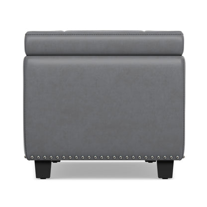 Stone Grey Vegan Leather | Hamilton Storage Ottoman in Stone Grey