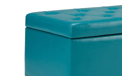 Mediterranean Blue Vegan Leather | Hamilton Vegan Leather Storage Ottoman