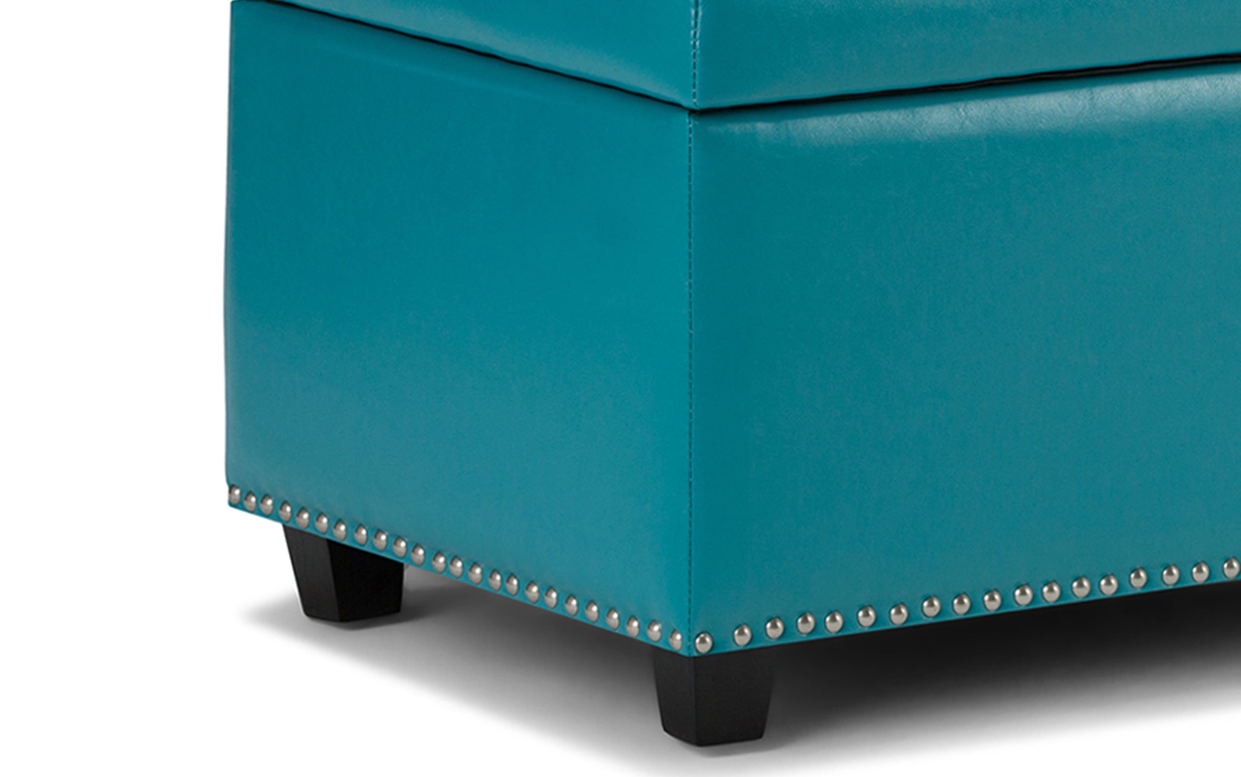 Mediterranean Blue Vegan Leather | Hamilton Vegan Leather Storage Ottoman