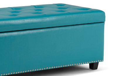 Mediterranean Blue Vegan Leather | Hamilton Vegan Leather Storage Ottoman