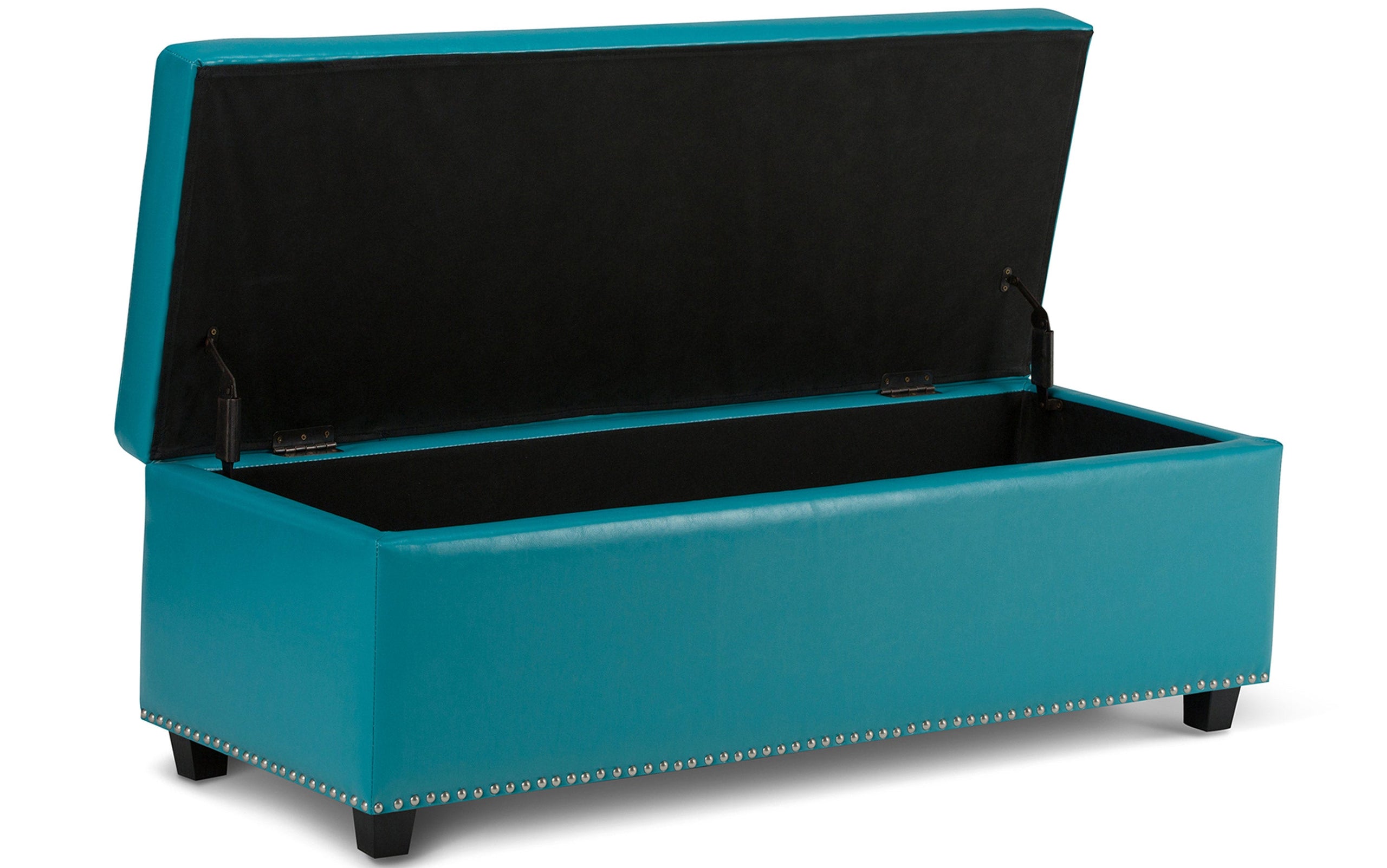 Mediterranean Blue Vegan Leather | Hamilton Vegan Leather Storage Ottoman