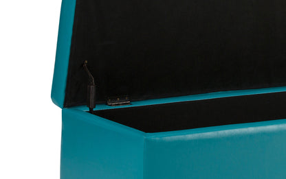 Mediterranean Blue Vegan Leather | Hamilton Vegan Leather Storage Ottoman