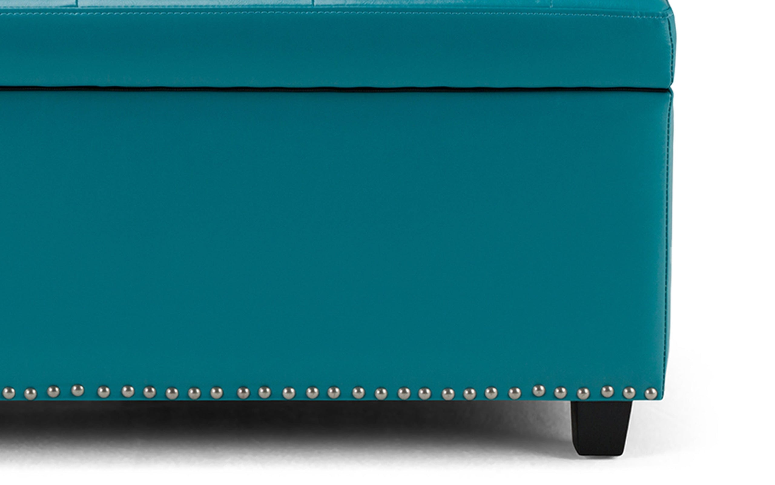 Mediterranean Blue Vegan Leather | Hamilton Vegan Leather Storage Ottoman