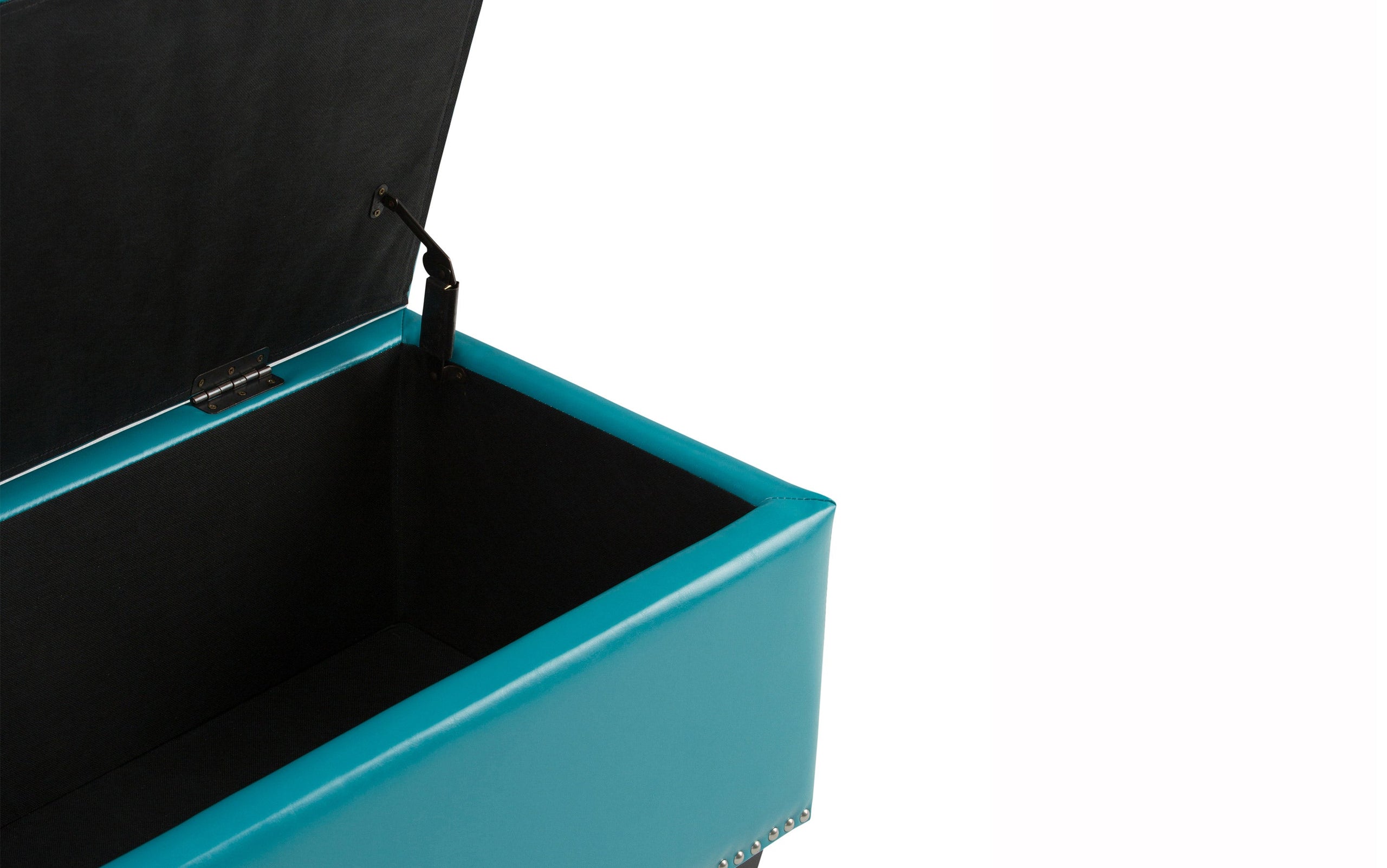 Mediterranean Blue Vegan Leather | Hamilton Vegan Leather Storage Ottoman