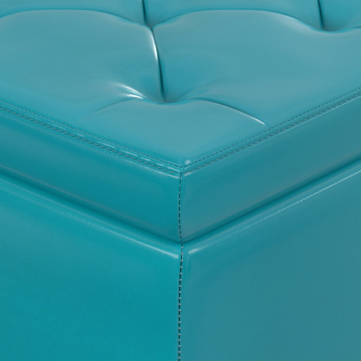 Mediterranean Blue Vegan Leather | Hamilton Storage Ottoman in Vegan Leather