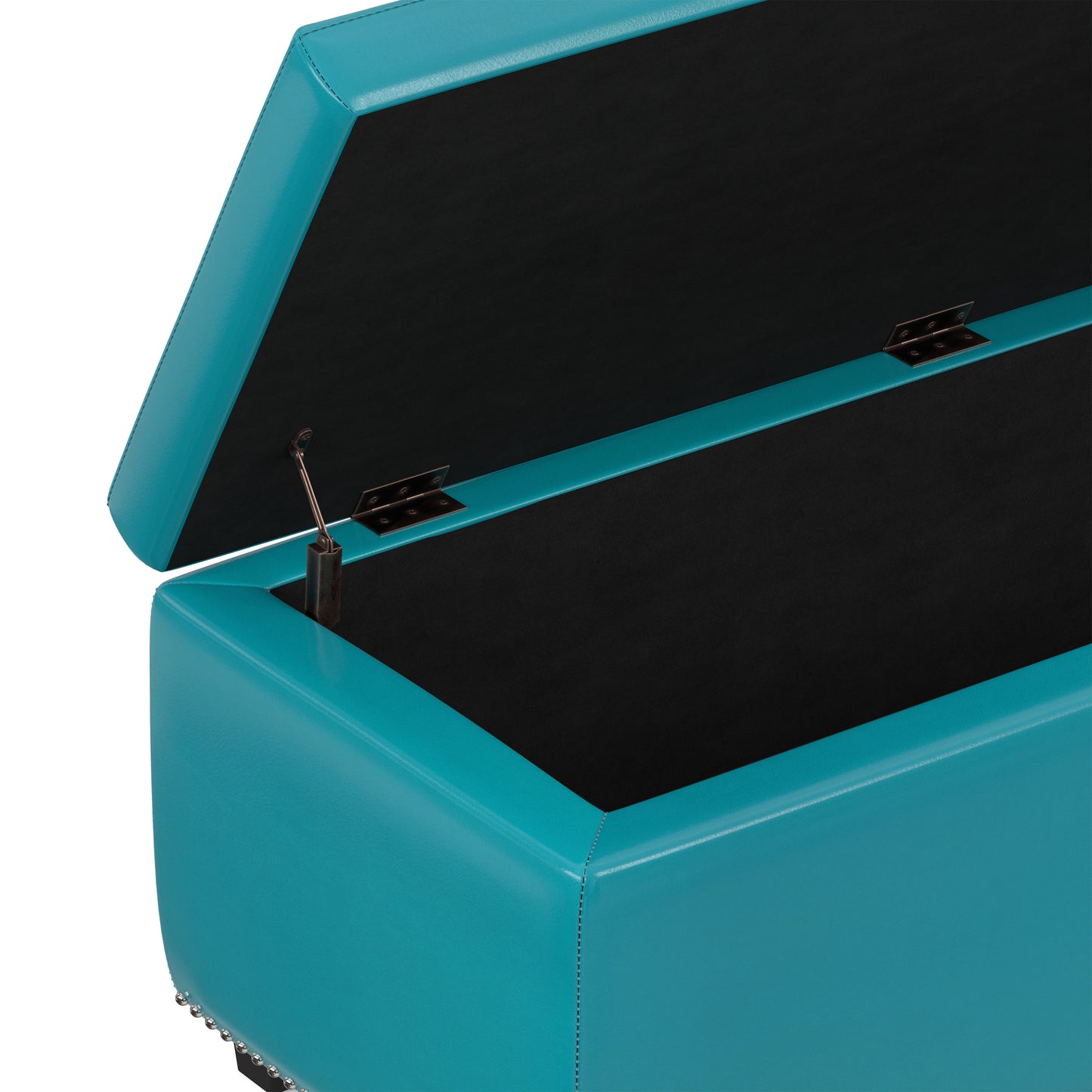 Mediterranean Blue Vegan Leather | Hamilton Storage Ottoman in Vegan Leather