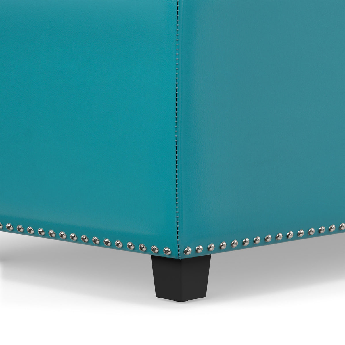 Mediterranean Blue Vegan Leather | Hamilton Storage Ottoman in Vegan Leather