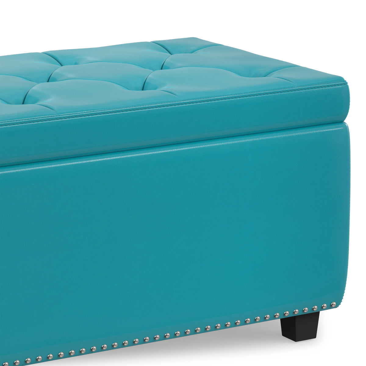 Mediterranean Blue Vegan Leather | Hamilton Storage Ottoman in Vegan Leather