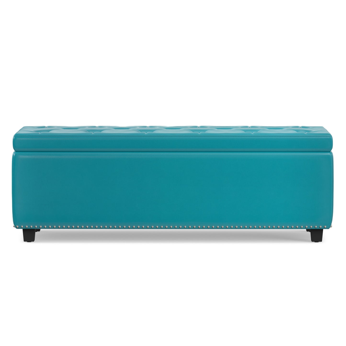 Mediterranean Blue Vegan Leather | Hamilton Storage Ottoman in Vegan Leather