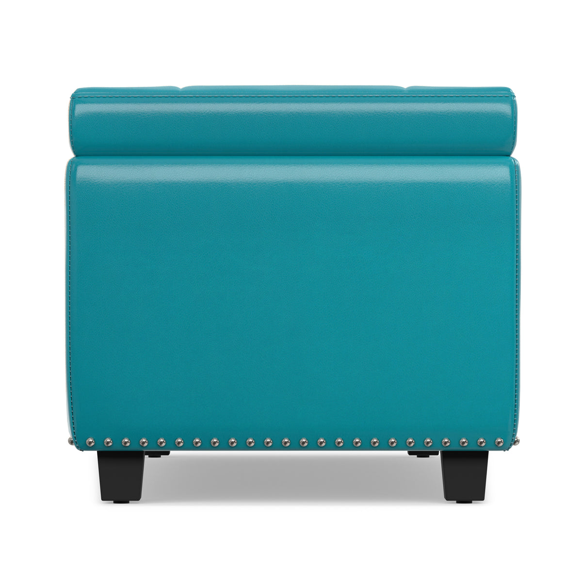 Mediterranean Blue Vegan Leather | Hamilton Storage Ottoman in Vegan Leather
