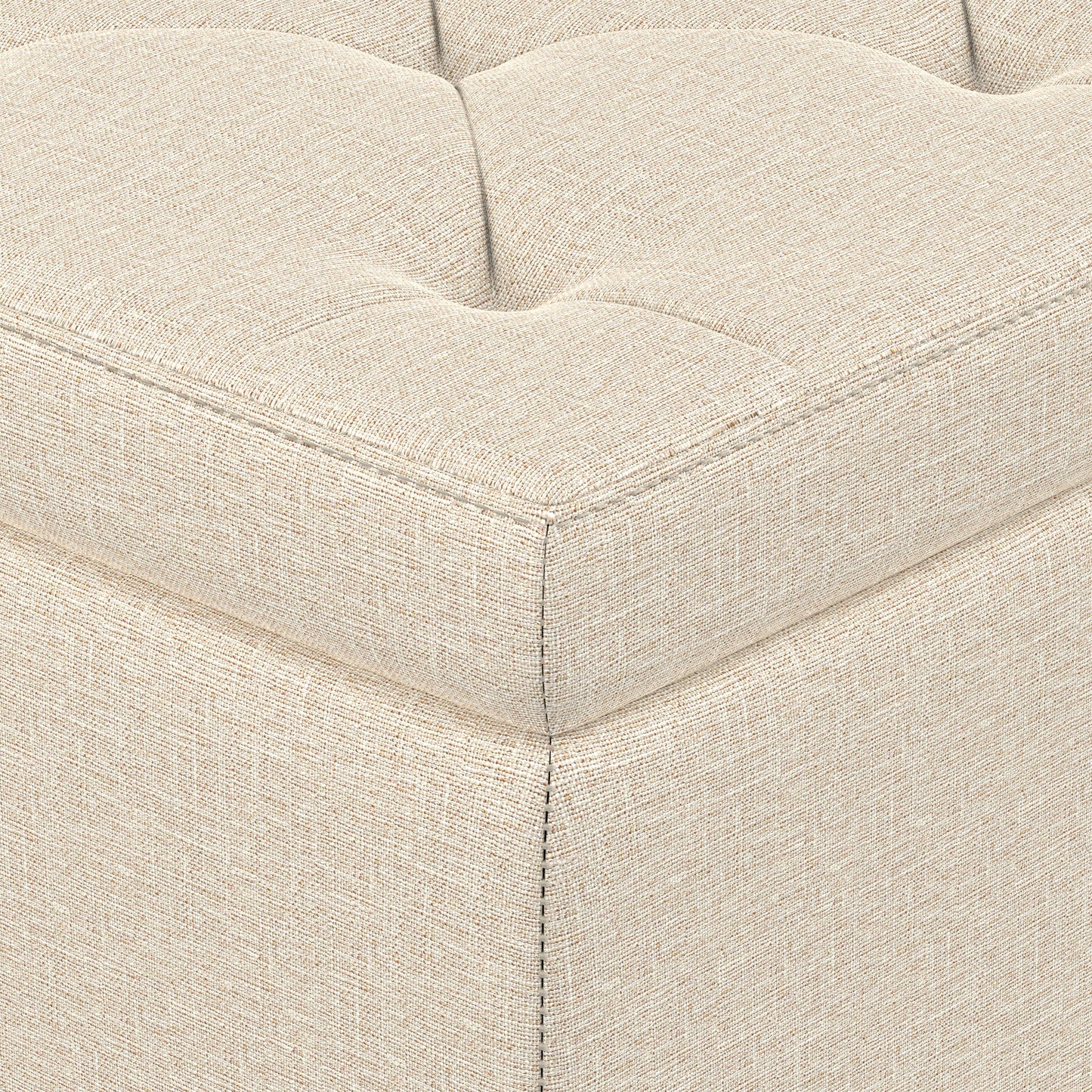 Natural Linen Style Fabric| Hamilton Storage Ottoman in Linen