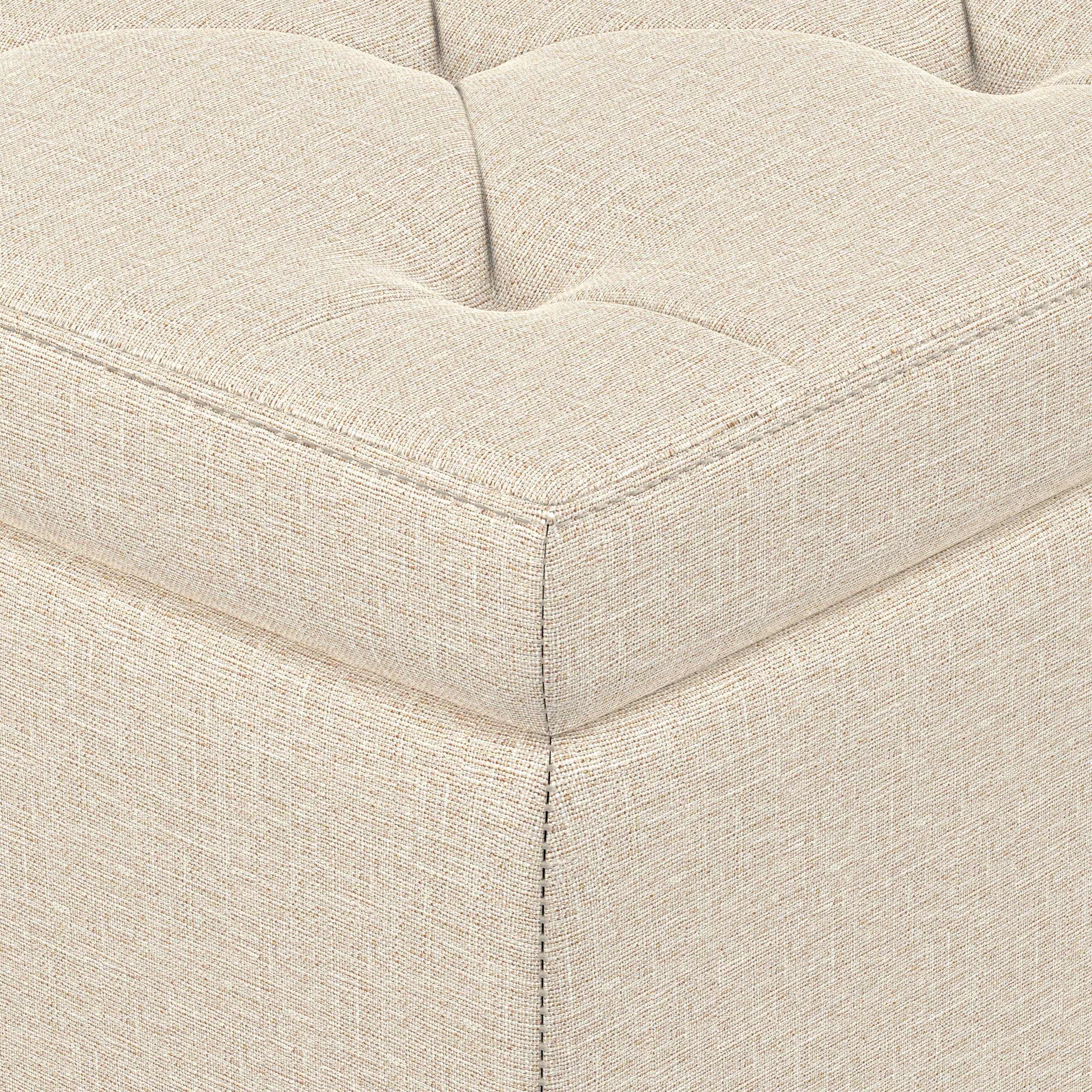 Natural Linen Style Fabric| Hamilton Storage Ottoman in Linen