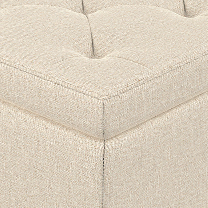 Natural Linen Style Fabric| Hamilton Storage Ottoman in Linen