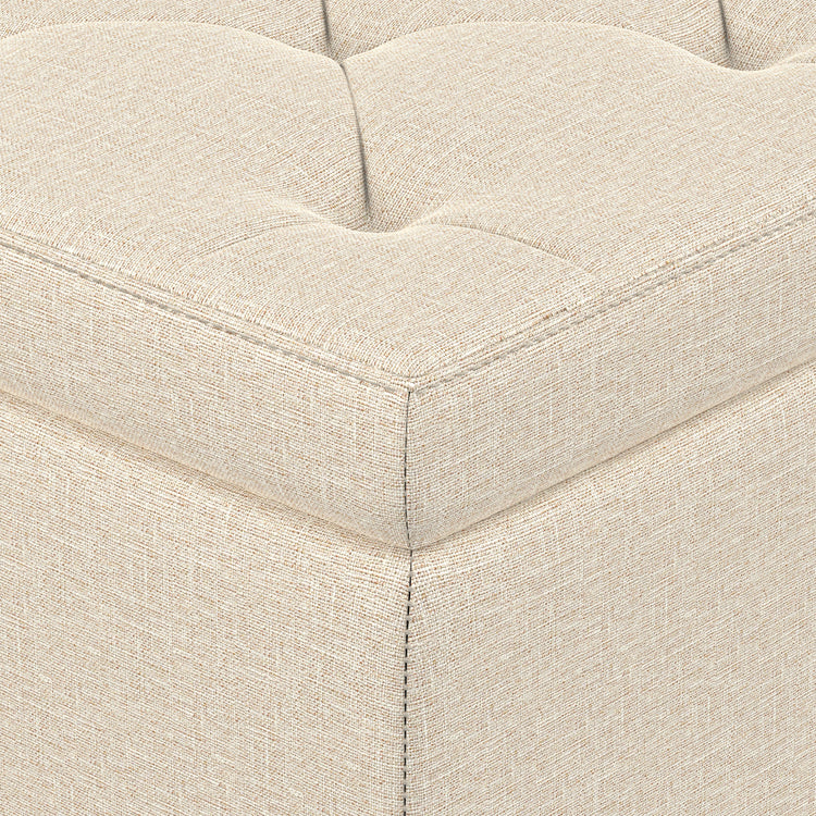 Natural Linen Style Fabric| Hamilton Storage Ottoman in Linen