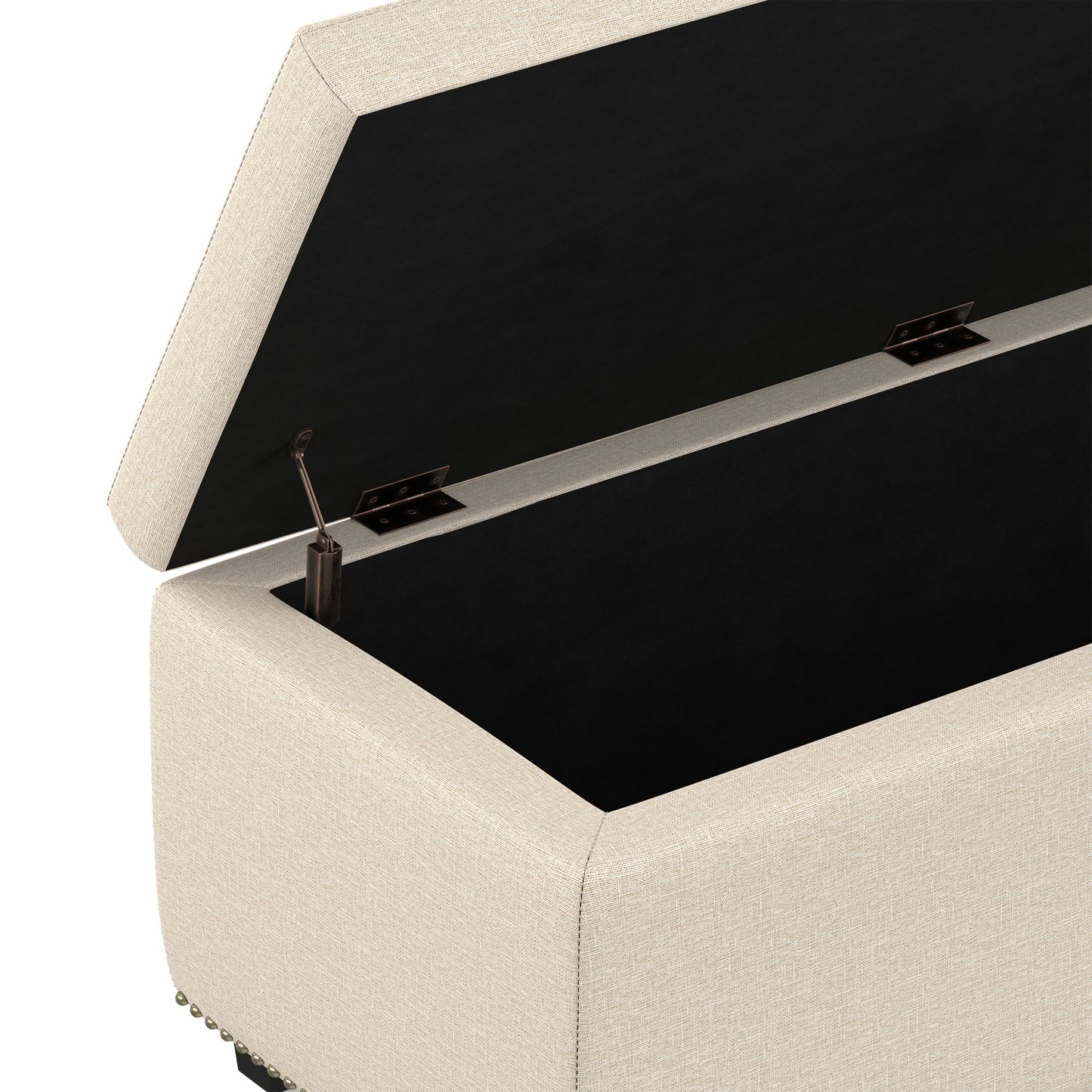 Natural Linen Style Fabric| Hamilton Storage Ottoman in Linen