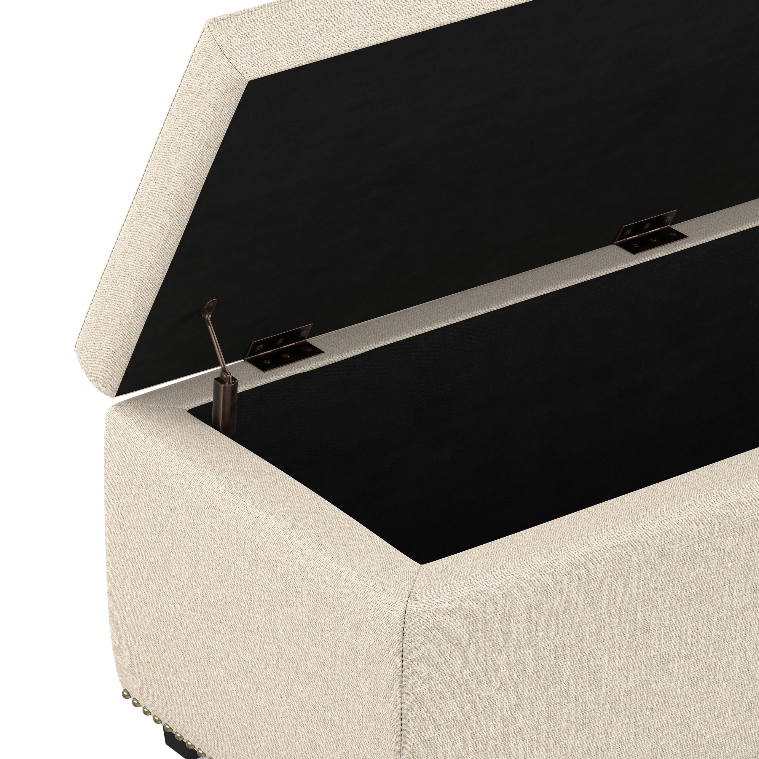 Natural Linen Style Fabric| Hamilton Storage Ottoman in Linen