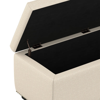 Natural Linen Style Fabric| Hamilton Storage Ottoman in Linen