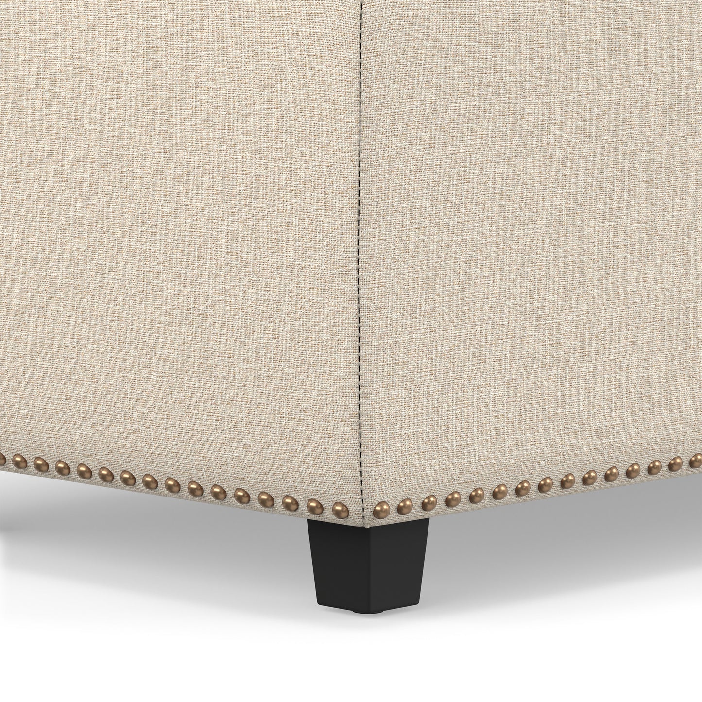 Natural Linen Style Fabric| Hamilton Storage Ottoman in Linen