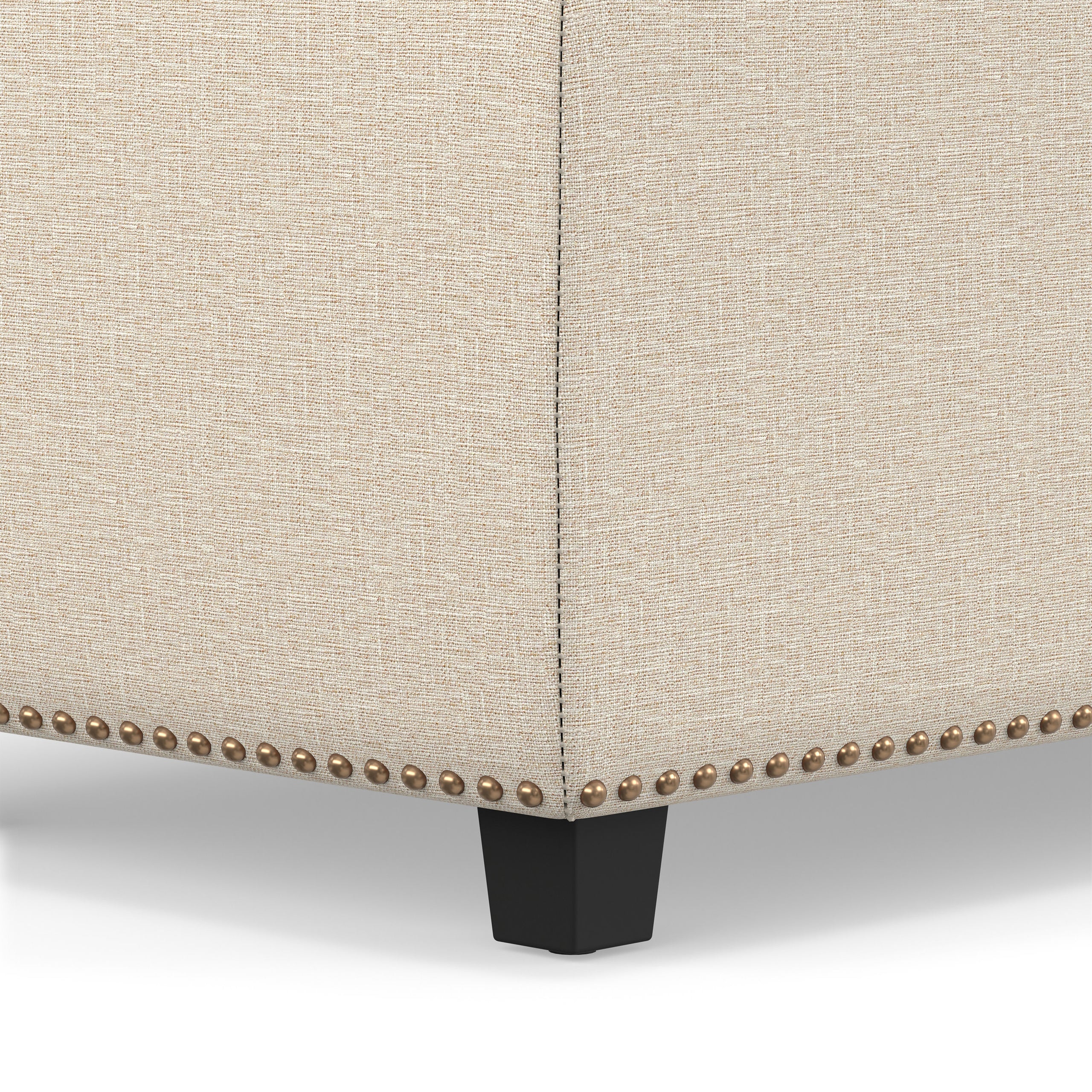 Natural Linen Style Fabric| Hamilton Storage Ottoman in Linen