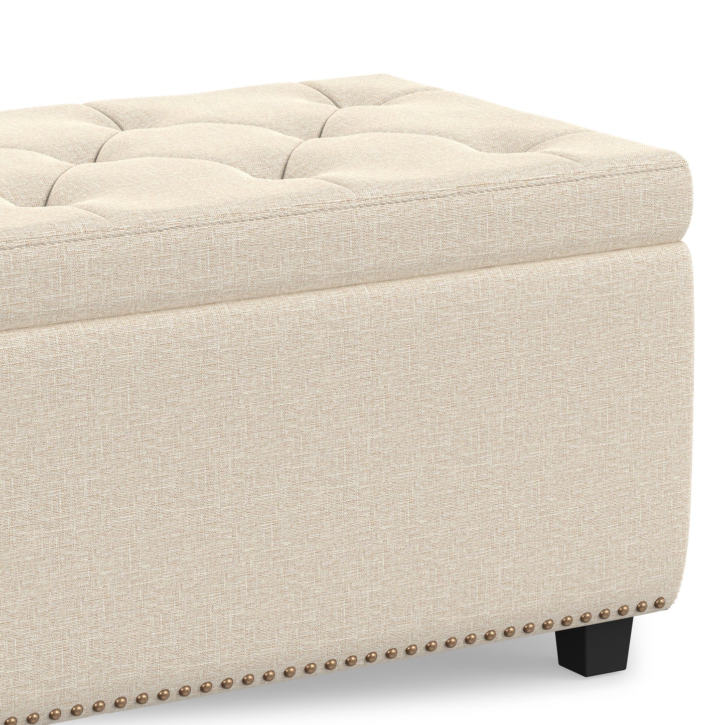 Natural Linen Style Fabric| Hamilton Storage Ottoman in Linen