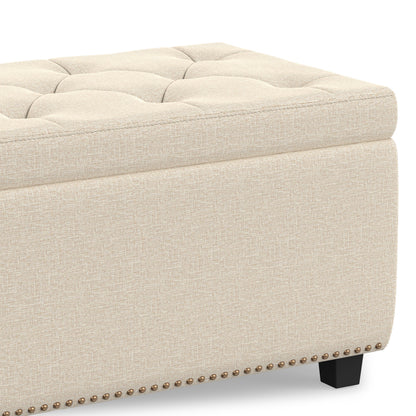 Natural Linen Style Fabric| Hamilton Storage Ottoman in Linen