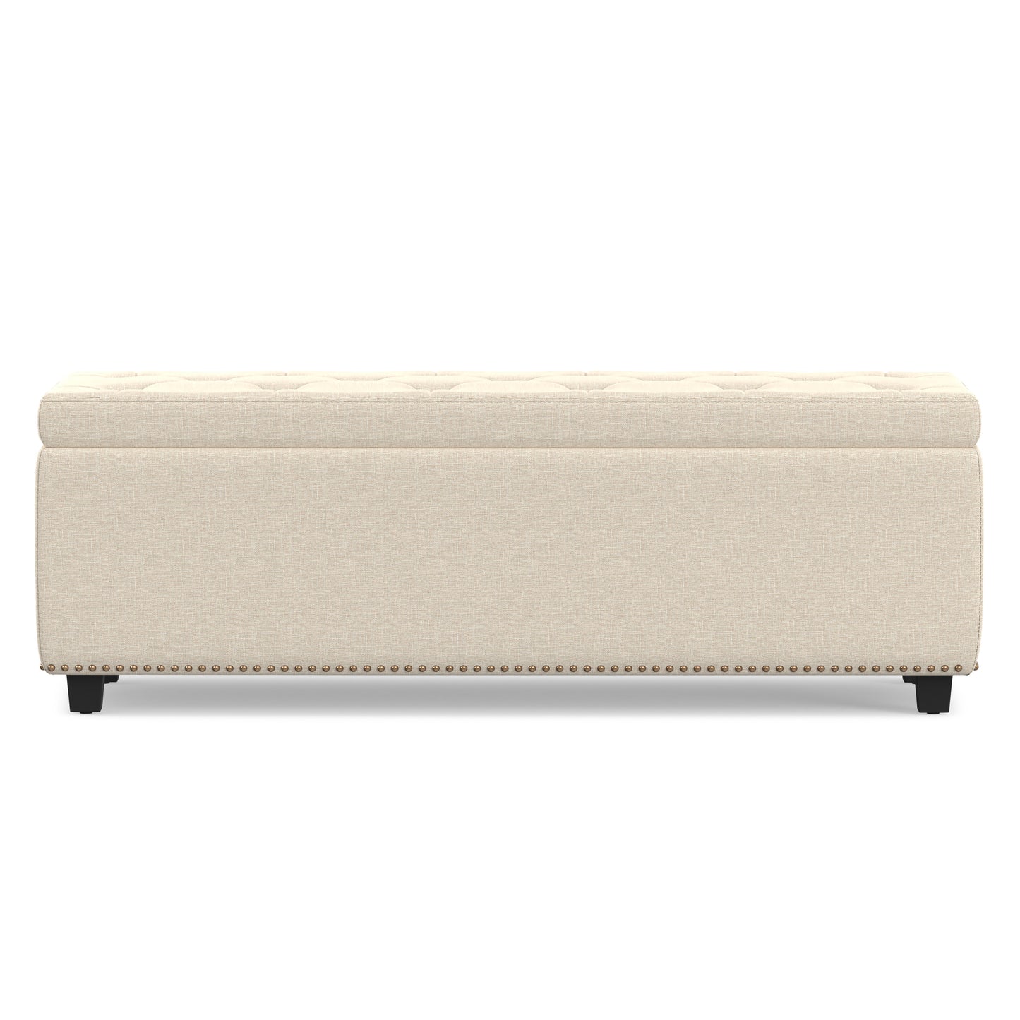 Natural Linen Style Fabric| Hamilton Storage Ottoman in Linen