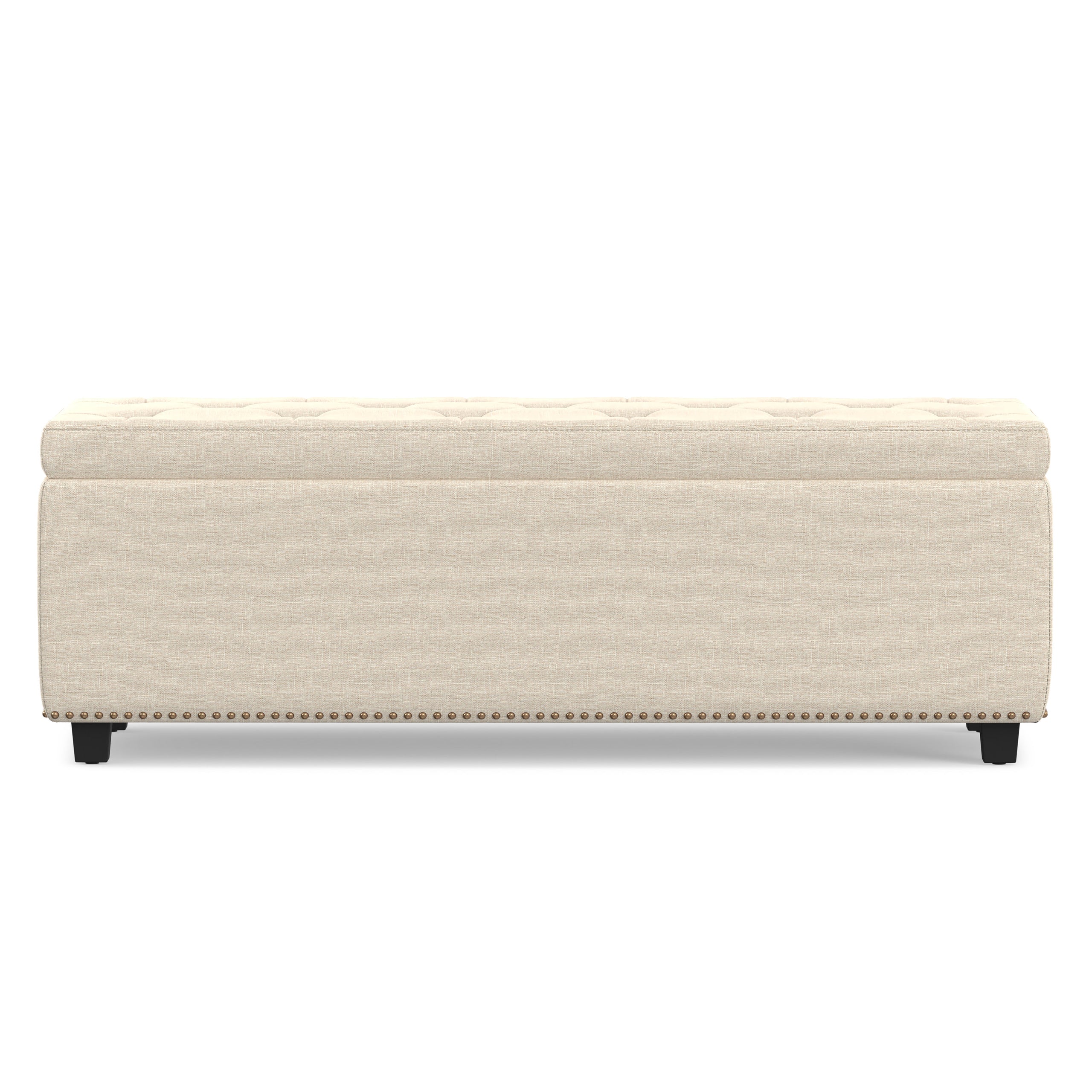 Natural Linen Style Fabric| Hamilton Storage Ottoman in Linen