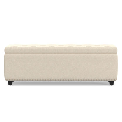 Natural Linen Style Fabric| Hamilton Storage Ottoman in Linen