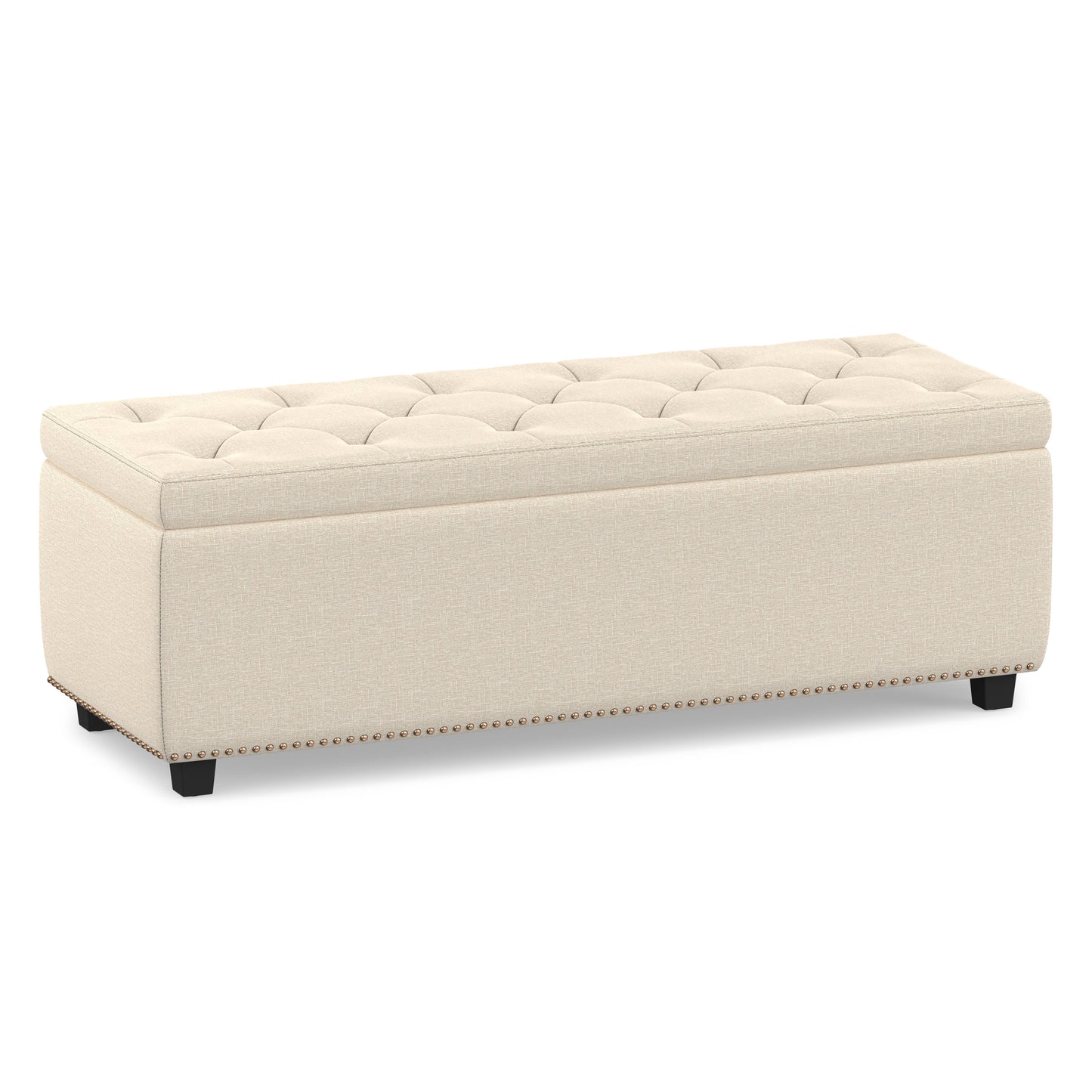Natural Linen Style Fabric| Hamilton Storage Ottoman in Linen