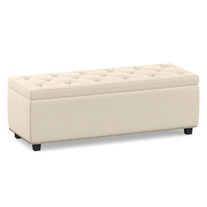 Natural Linen Style Fabric| Hamilton Storage Ottoman in Linen