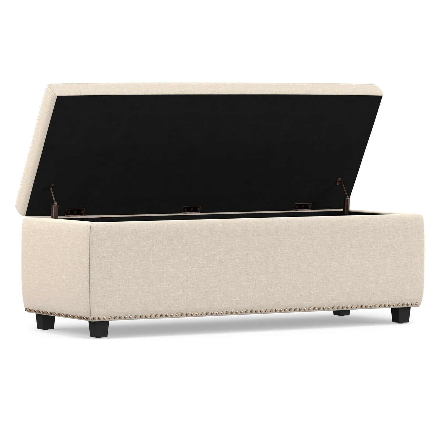 Natural Linen Style Fabric| Hamilton Storage Ottoman in Linen