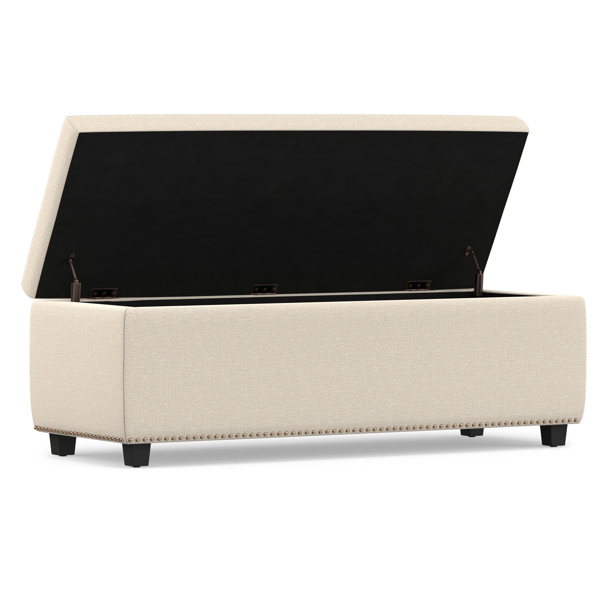 Natural Linen Style Fabric| Hamilton Storage Ottoman in Linen