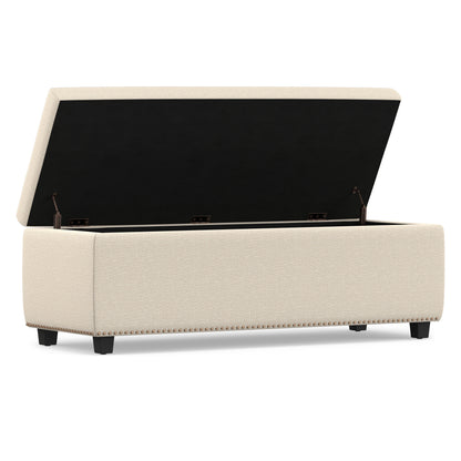 Natural Linen Style Fabric| Hamilton Storage Ottoman in Linen