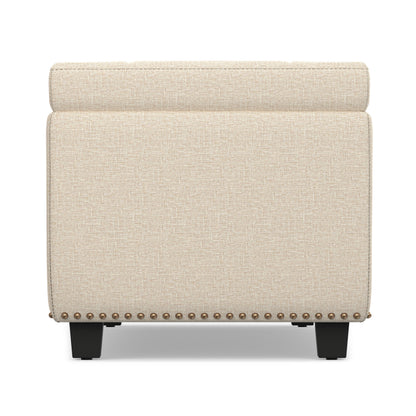 Natural Linen Style Fabric| Hamilton Storage Ottoman in Linen