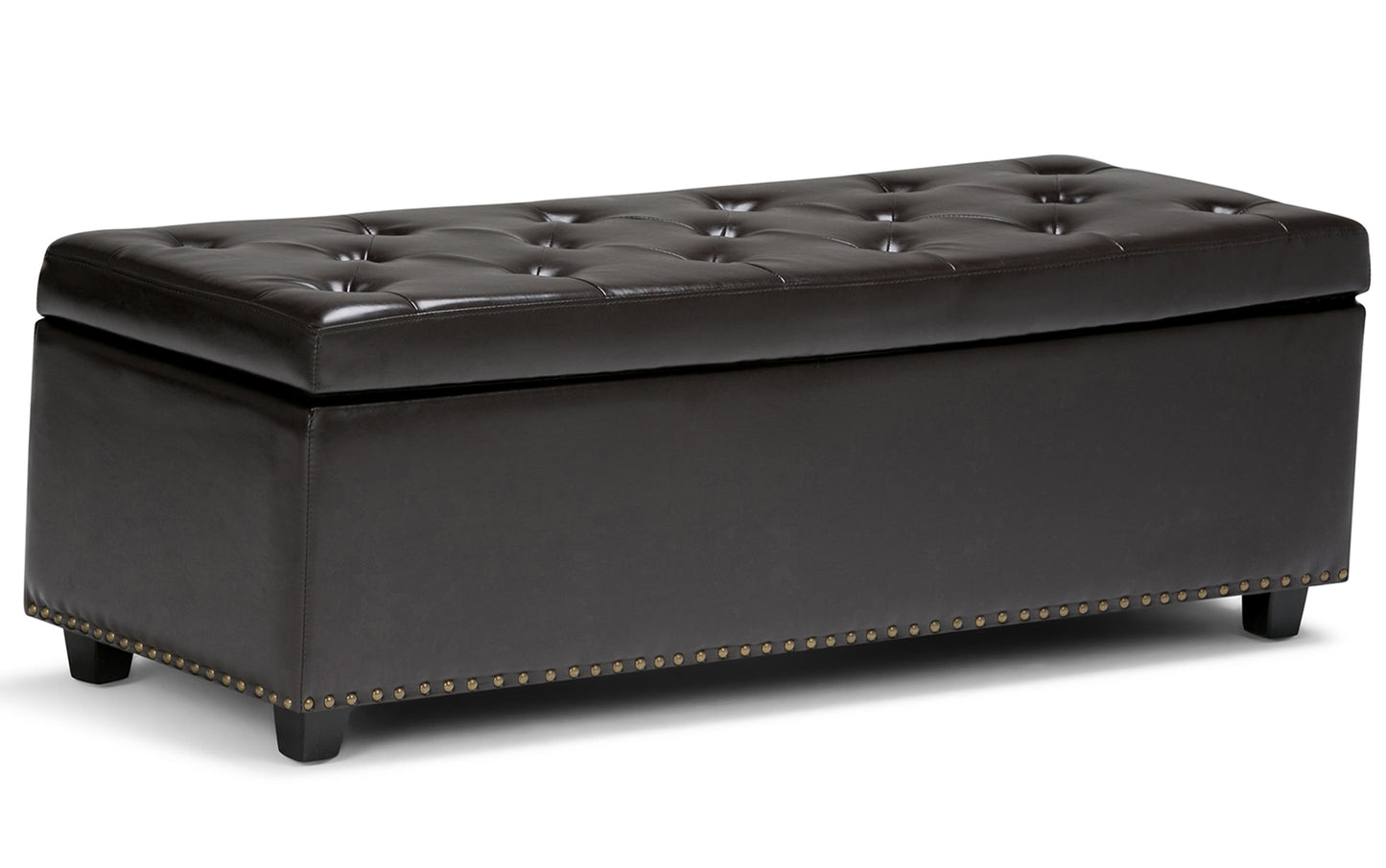 Coffee Brown Vegan Leather | Hamilton Vegan Leather Storage Ottoman