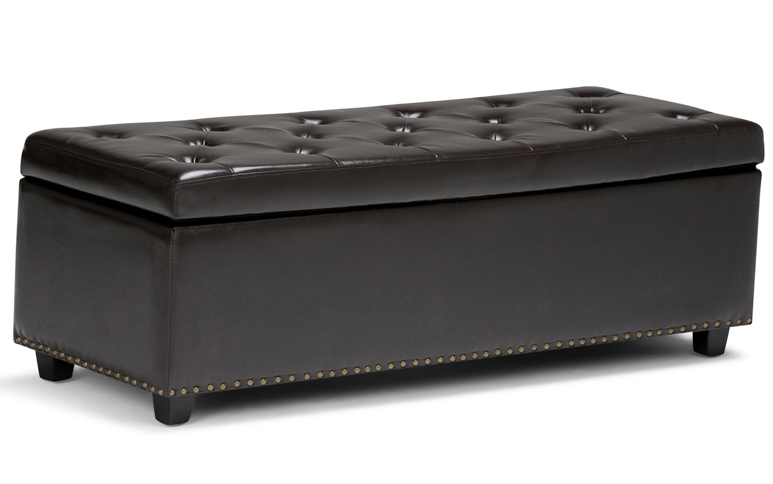 Coffee Brown Vegan Leather | Hamilton Vegan Leather Storage Ottoman